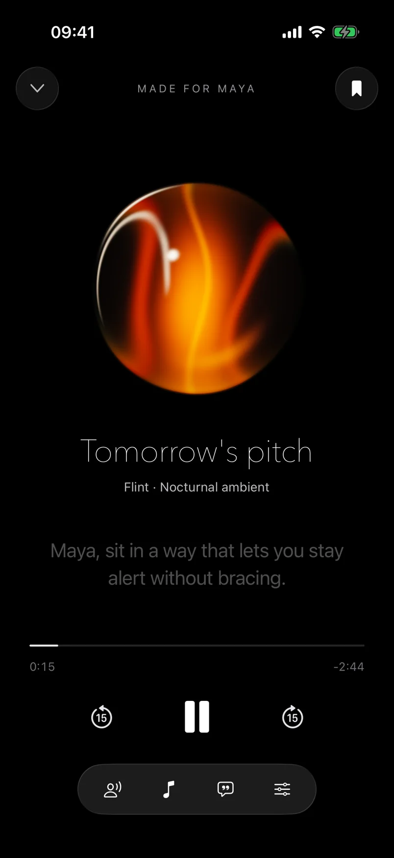 The Kokoro player playing Tomorrow’s pitch, made for Maya, in Flint’s voice.